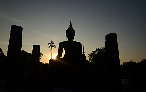 (Sunset at Wat Mahathat ,Sukhothai) Image